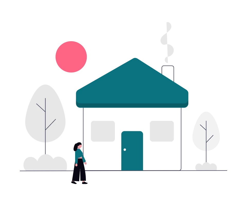 Ein Wohnhaus mit Garten als Illustration eines eigenen Zuhauses.